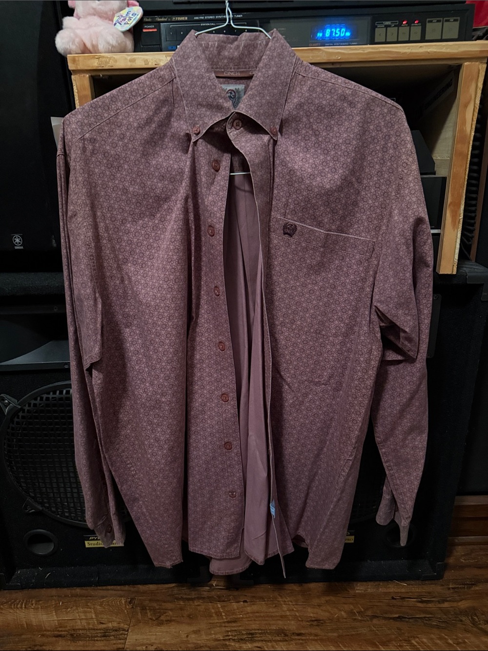 Cinch Mauve Geometric Print Long-Sleeve Dress Shirt